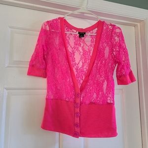 ❄B1G2❄ Rue 21 hot pink floral lace cardigan